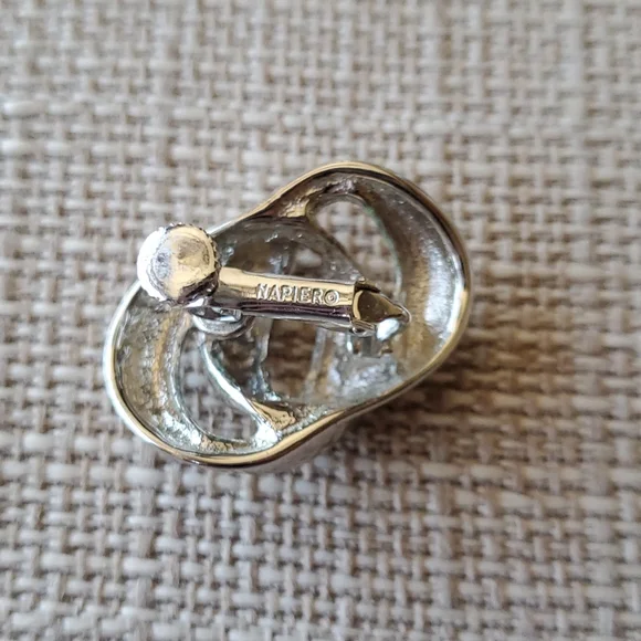 Vintage Napier Silver Tone Knot Clip On Earrings - Picture 2 of 2